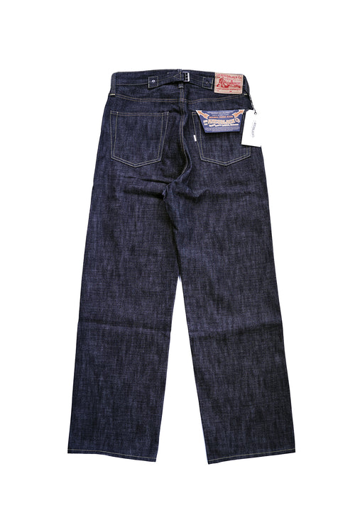 Ancoblack AB002 3700XX 14.5oz raw selvedge denim jeans back view with leather patch