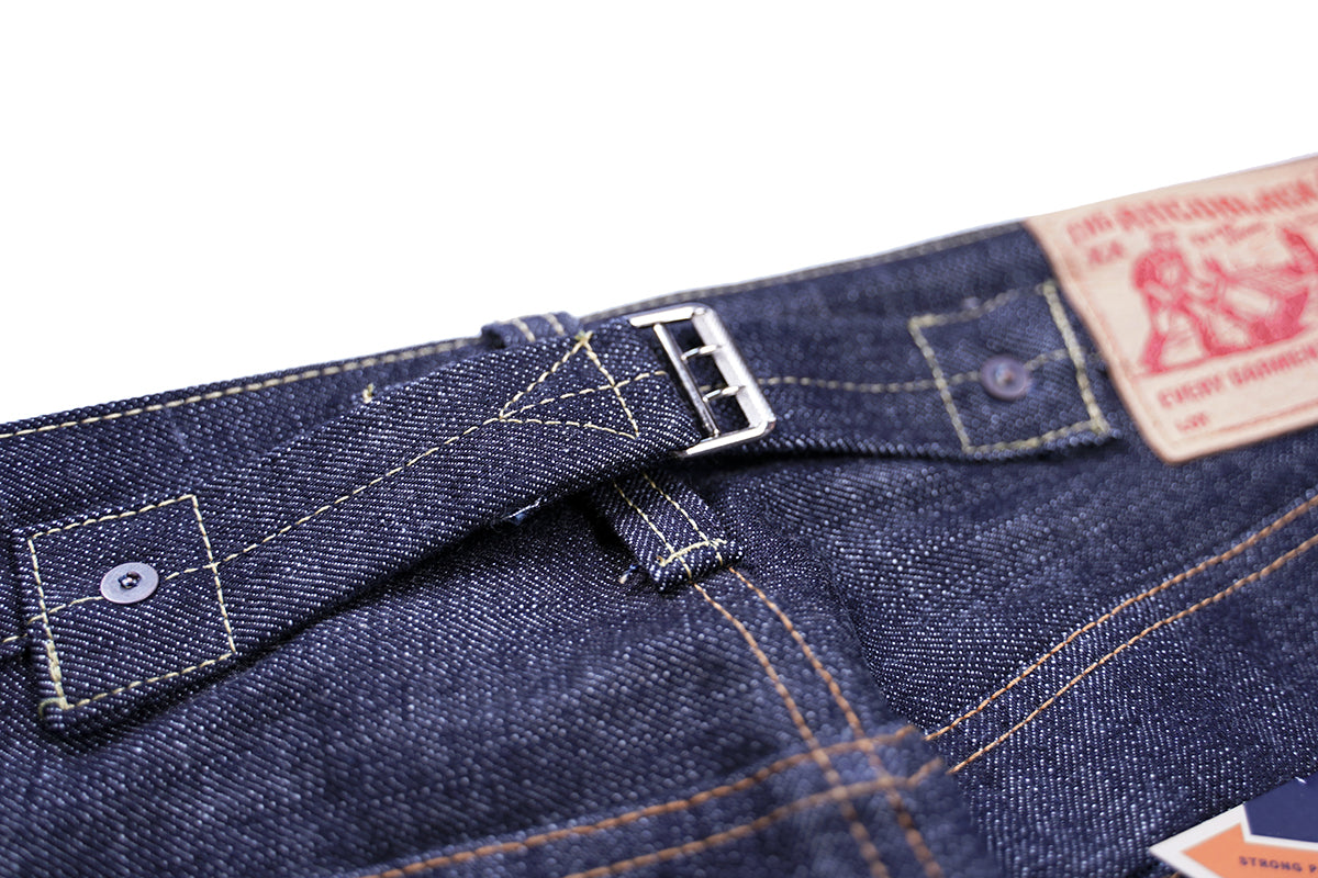 Ancoblack 3700XX back waistband detail with deerskin leather patch and Buckleback cinch back 