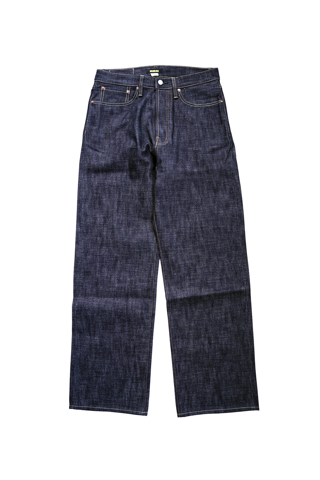 Ancoblack 4700xx 14oz raw selvedge denim jeans front view in dark indigo, 1947 vintage classic straight fit
