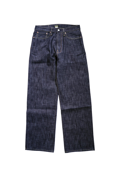 Ancoblack 4700xx 14oz raw selvedge denim jeans front view in dark indigo, 1947 vintage classic straight fit