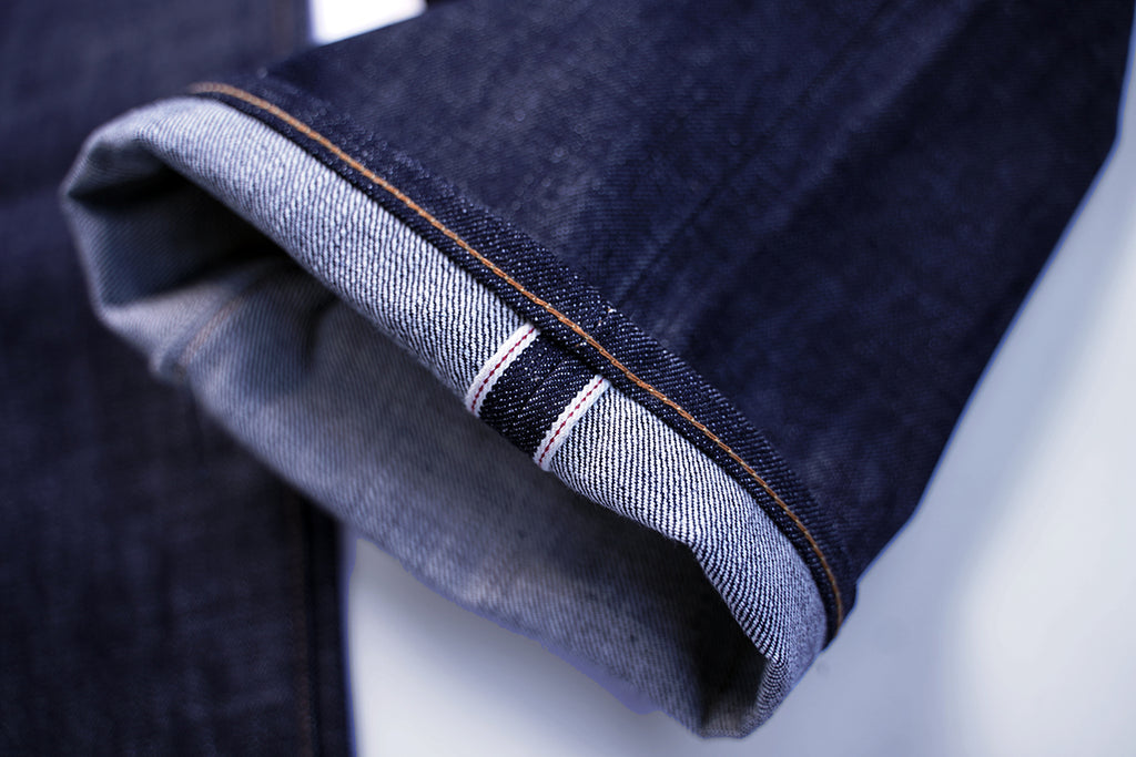 Ancoblack 4700xx redline selvedge ID detail with union special chainstitched hem on 14oz 